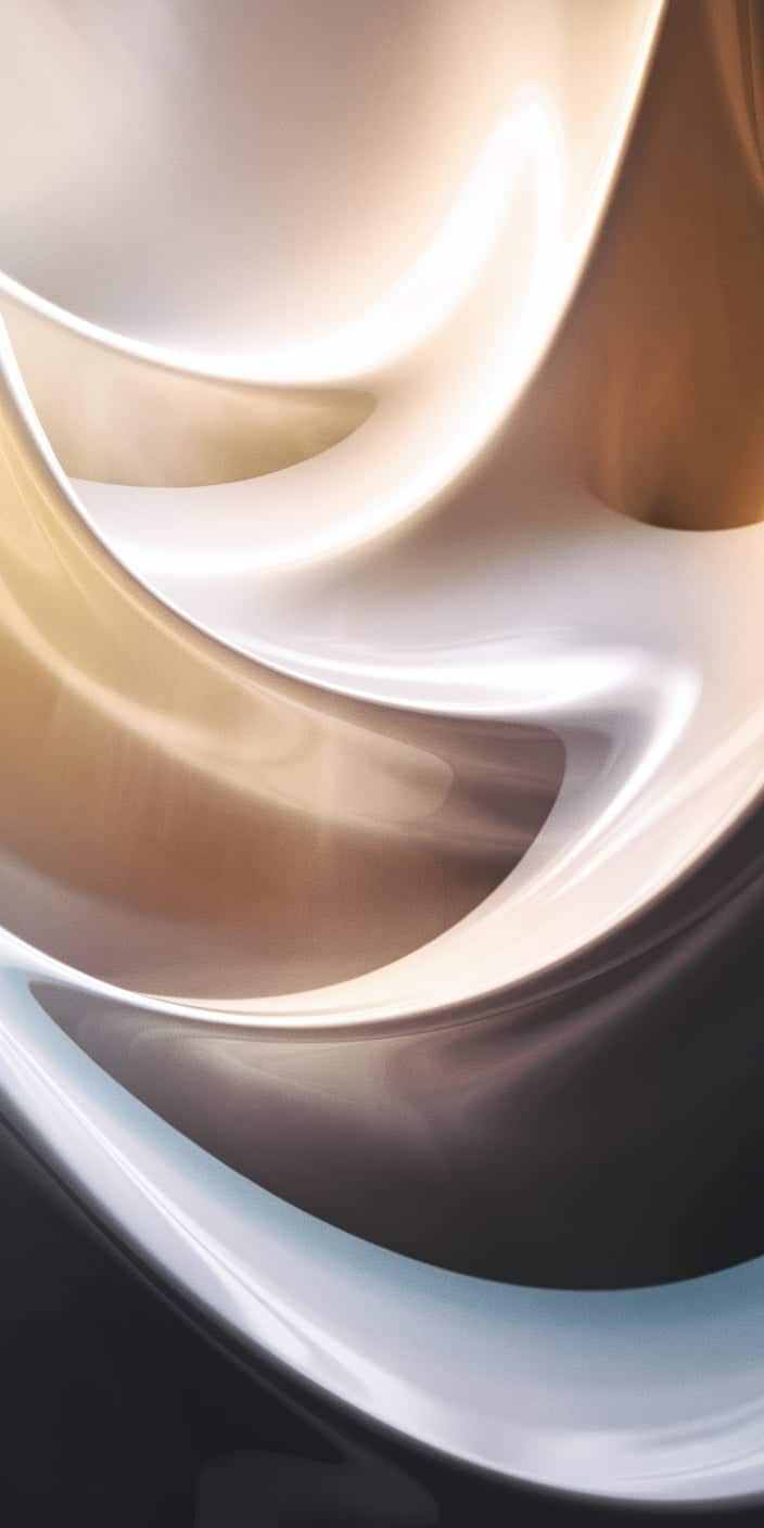 A stunning abstract wallpaper featuring glossy, flowing curves in warm beige and white hues. The soft glow and fluid motion create a luxury aesthetic, making it a perfect elegant home screen wallpaper for a chic and polished look.
