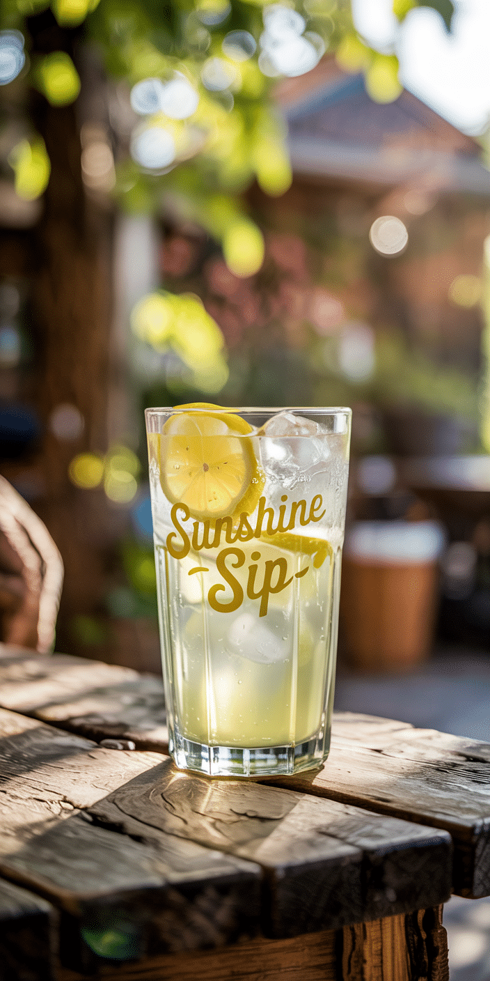 A chilled glass of lemonade labeled “Sunshine Sip” sits on a rustic wood table surrounded by glowing outdoor bokeh. This fresh and golden scene evokes lazy July afternoons and is the perfect summer iPhone wallpaper. With its radiant vibe and refreshing aesthetic, it's ideal for your July wallpaper aesthetic collection.
