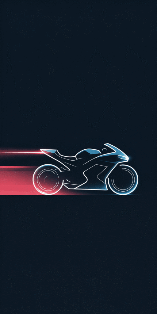 A sleek, futuristic wallpaper featuring a glowing neon outline of a sportbike in motion. The red and blue trails against the dark background give this wallpaper a minimalist yet energetic vibe. Perfect for fans of digital experience and stunning wallpapers, this design is bold, modern, and ideal for tech-forward iPhone or Samsung users looking for something edgy and clean.