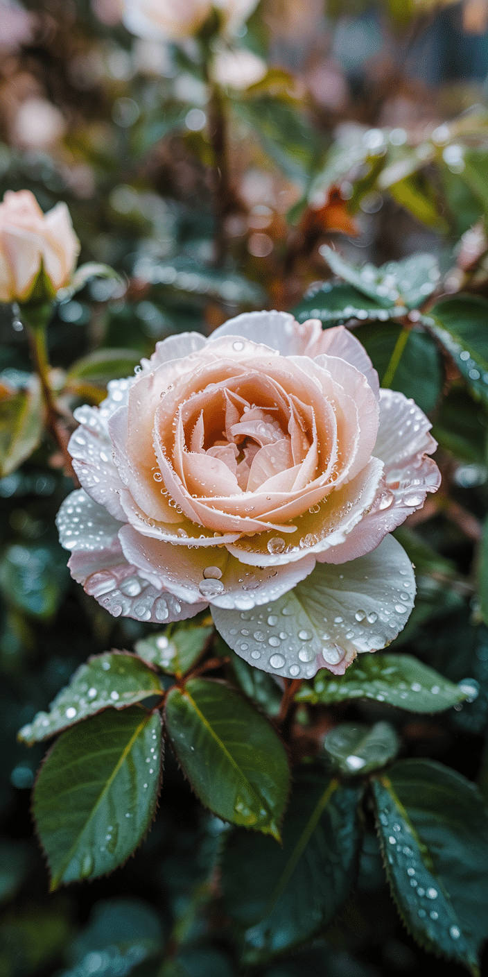 A stunning close-up of a white rose kissed with dewdrops, radiating softness and natural purity. The crisp details and pastel undertones make it a perfect white flowers aesthetic background and an excellent light wallpaper iphone choice. Ideal for anyone who loves floral minimalism and soothing, organic visuals on their iPhone screen.