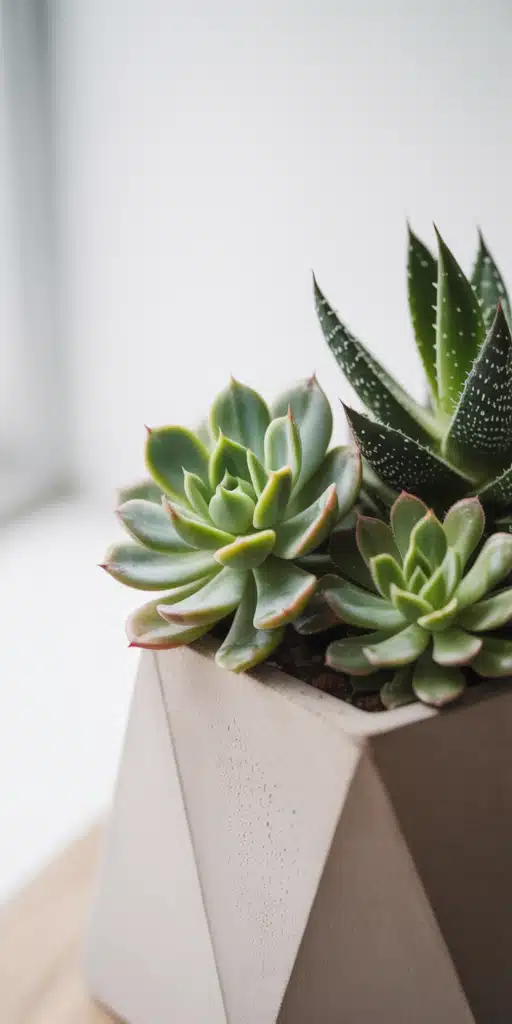 Succulents sit perfectly arranged in a matte beige pot, set against a soft white background for a minimalist and clean aesthetic. With their soft green rosettes and hints of pink, these houseplants offer the perfect natural touch to a modern design. Ideal for lovers of plant iphone wallpaper and aesthetic green nature, this wallpaper brings tranquility and freshness to any smartphone display.
