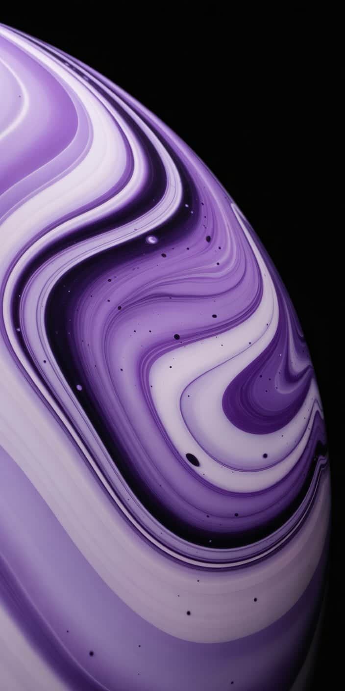 An abstract planet with beautifully blended purples, lilacs, and whites—this design features elegant curves and speckles that resemble galactic dust. Its soft yet detailed swirls give it a rich, calming appeal. Perfect for those seeking a minimal yet elegant purple space wallpaper or iphone wallpaper space. This planet wallpaper iphone offers an aesthetic balance of tranquility and cosmic charm.