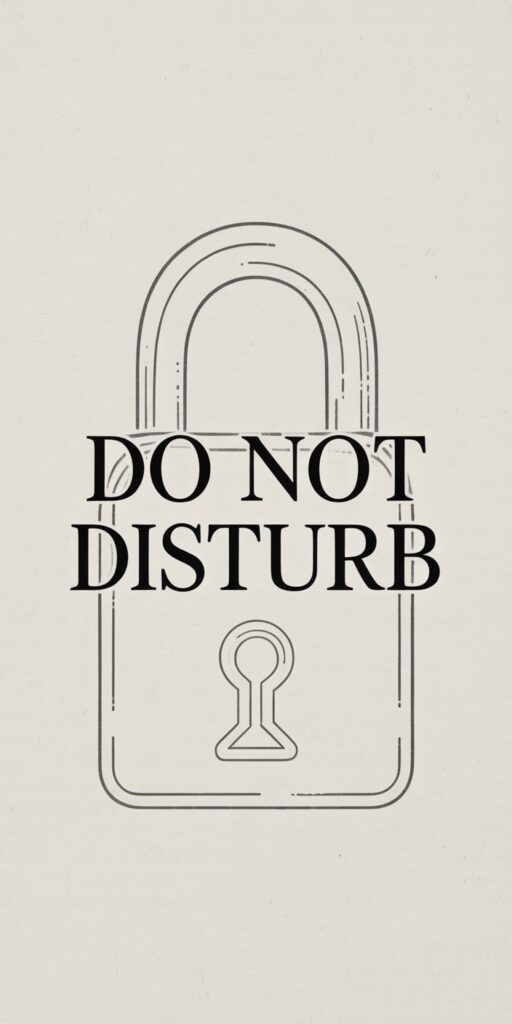 Featuring bold serif text over a minimal padlock outline on a cream paper texture, this wallpaper gives visual clarity to the message: Do Not Disturb. Designed for fans of Iphone Wallpaper Minimalist Quote and Dnd Aesthetic Wallpaper iPhone, it’s a quiet but firm reminder to prioritize boundaries. A perfect match for lovers of simple, clean design.
