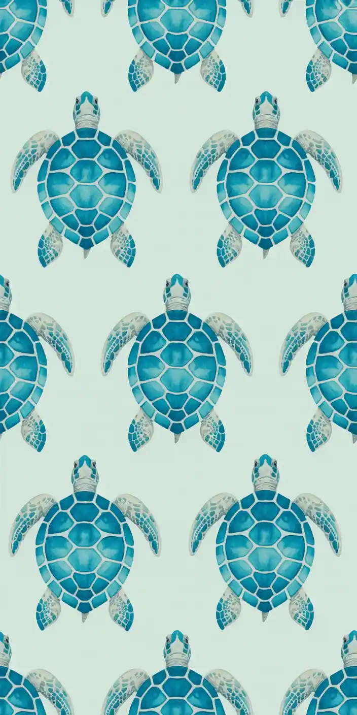 This cute watercolor-style pattern features repeating blue sea turtles on a soft mint background, giving it a light and airy feel. The hand-drawn look and pastel palette make this perfect for users looking for cute turtle wallpaper laptop or turtle collage wallpaper. It’s a clean and playful choice for iPhone backgrounds, ideal for those who love minimalist design with a touch of charm.