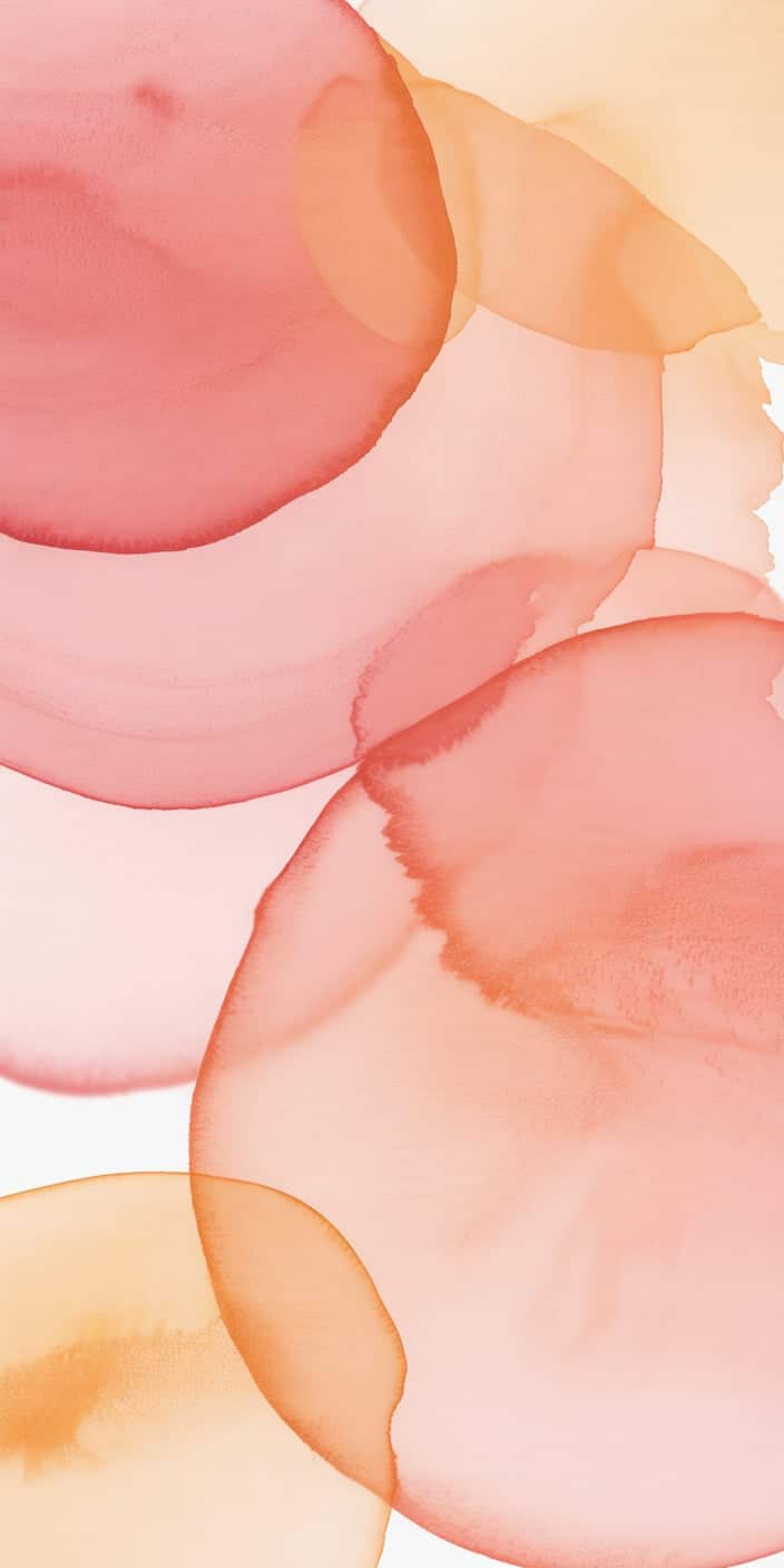 Soft pink and coral-toned watercolor blots swirl and overlap in this abstract design, creating a dreamy and artistic vibe. This coral pink aesthetic wallpaper is a perfect choice for anyone wanting something minimalist yet vibrant for their iPhone. The airy textures and peach-orange hues add a stylish summer tone to your home screen.