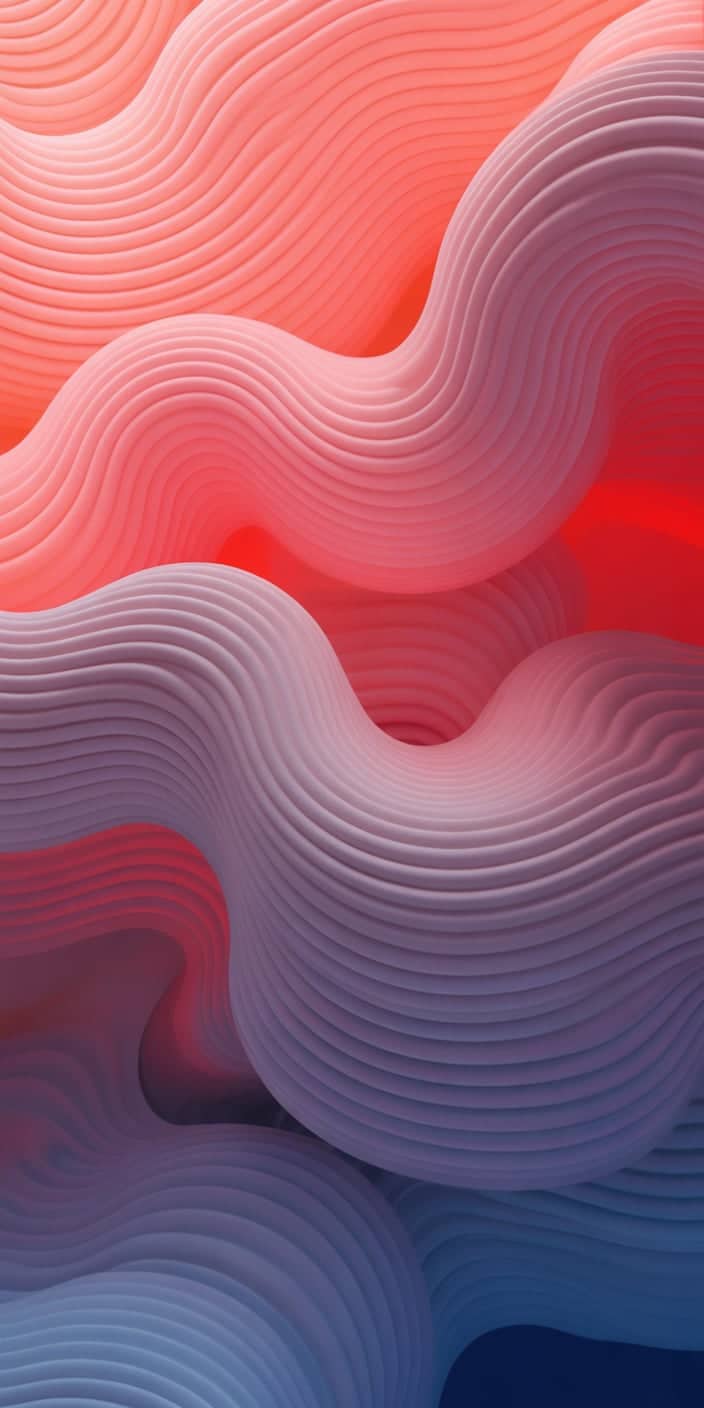 This bold abstract wallpaper features smooth 3D waves layered in rich coral pink and soft lavender, forming a hypnotic pattern. The sculptural depth and vibrant gradient make it a standout for anyone who loves hot pink abstract wallpaper or coral color background styles. Ideal for iPhone screens, this design turns your phone into a modern art piece with an oceanic twist.
