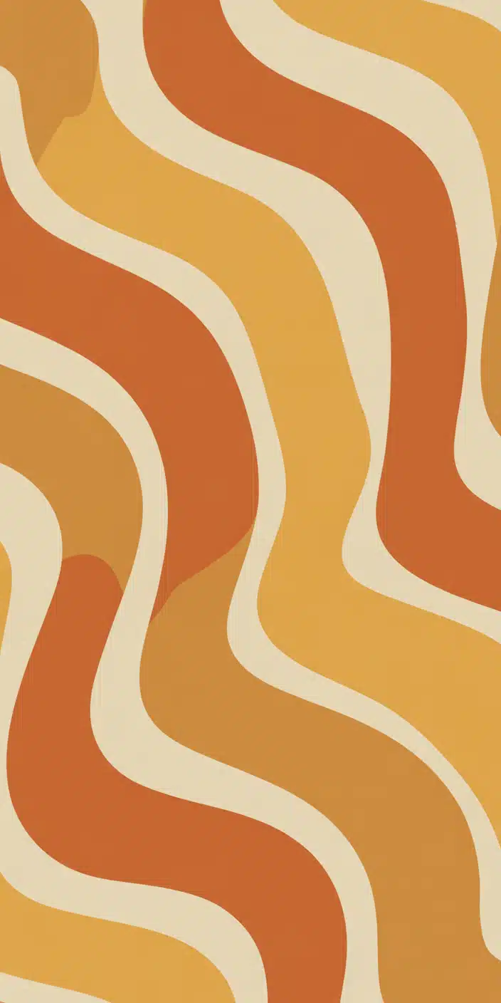 This retro-style wallpaper features wavy stripes in shades of orange, yellow, and cream, creating a nostalgic and upbeat design. It’s the perfect match for fans of the Y2k aesthetic wallpaper orange and orange aesthetic wallpaper vintage styles. With its playful curves and warm palette, this design fits perfectly on modern smartphones while giving a nod to past decades.