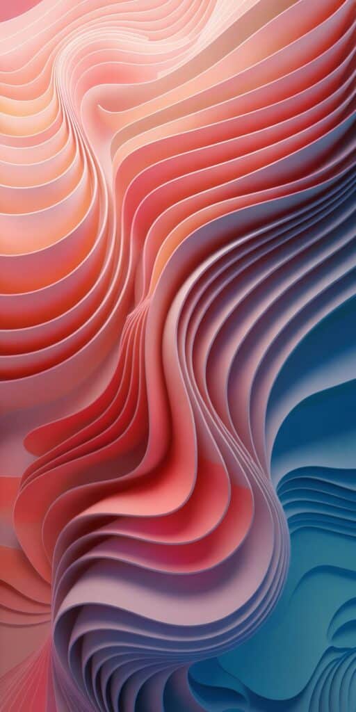 Soft layers of coral, pink, teal, and cream swirl together in this flowing abstract wallpaper. The folds mimic the appearance of rippling coral reef formations or fine paper textures, adding both softness and visual depth. It’s an ideal wallpaper for fans of watercolor wallpaper iPhone and pink and orange background aesthetic. This fluid design brings both sophistication and a gentle oceanic vibe to your screen.