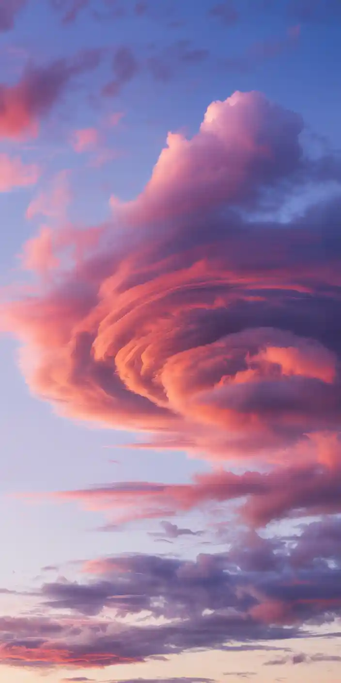 This dreamy image captures swirling pink and purple clouds at sunset, giving off a cotton candy sky effect. The soft gradient between lavender and blush tones creates a soothing, feminine backdrop. Perfect for fans of Pink Wallpaper Backgrounds and Cute Pink Wallpaper Girly, this wallpaper is ideal for iPhone and Samsung devices. Bring a soft, peaceful energy to your phone with this stunning cloudscape.